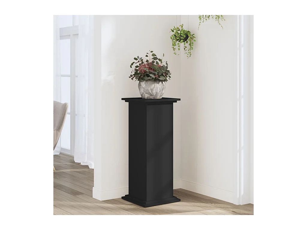 Support pour plantes noir 33x33x80 cm bois d'ingénierie