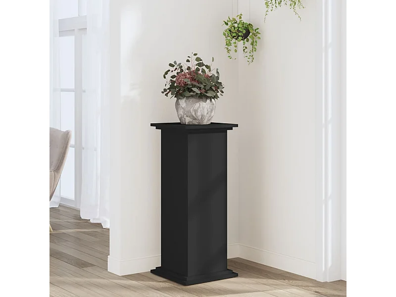 Support pour plantes noir 33x33x80 cm bois d'ingénierie