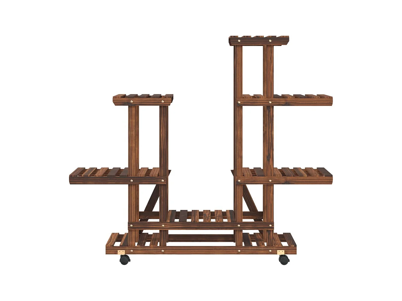 Soporte para flores con ruedas 95x25x101 cm madera maciza de abeto