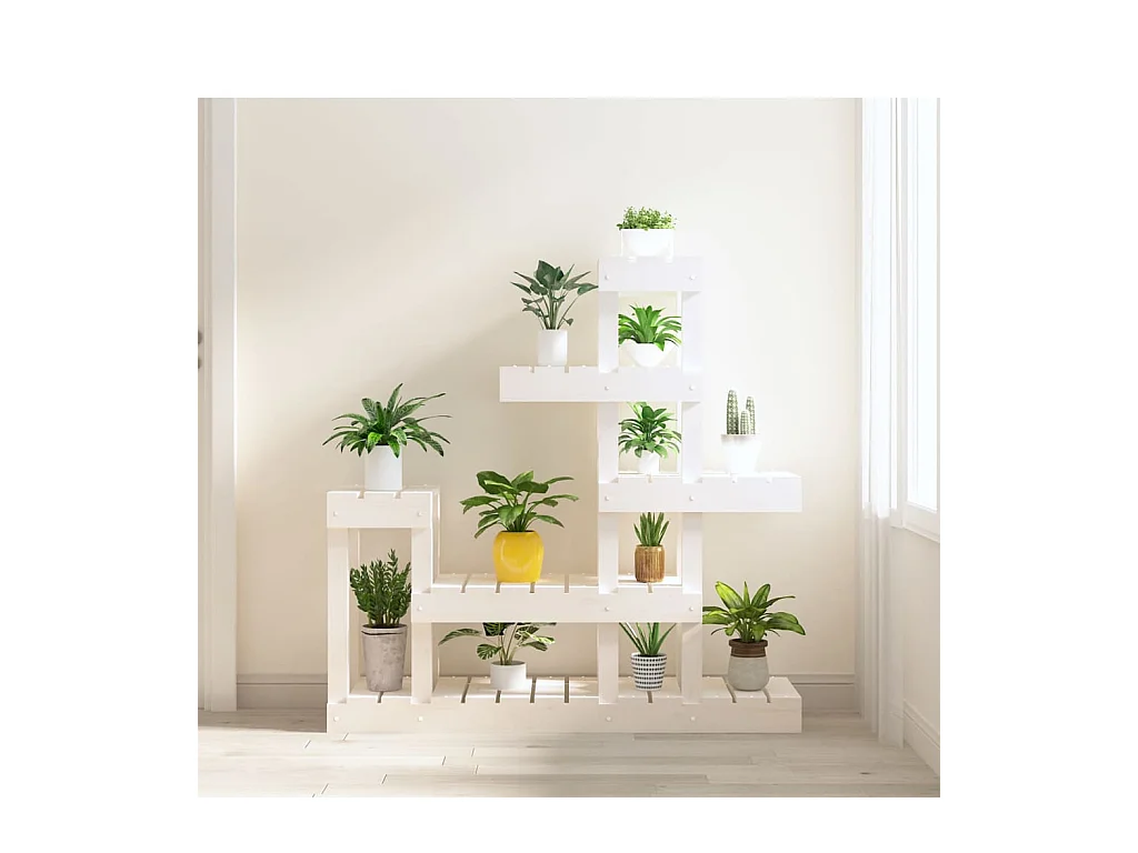 Support à plantes Blanc 92x25x97 cm Bois massif de pin