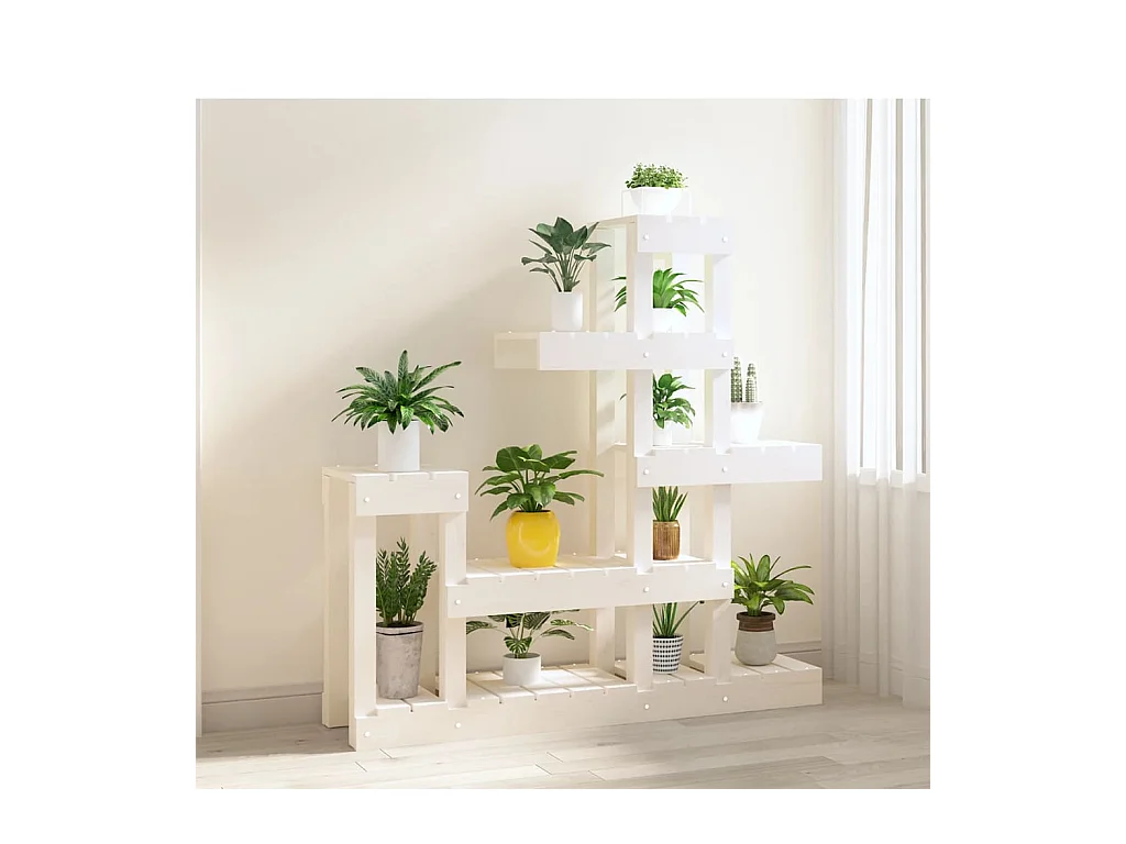 Support à plantes Blanc 92x25x97 cm Bois massif de pin
