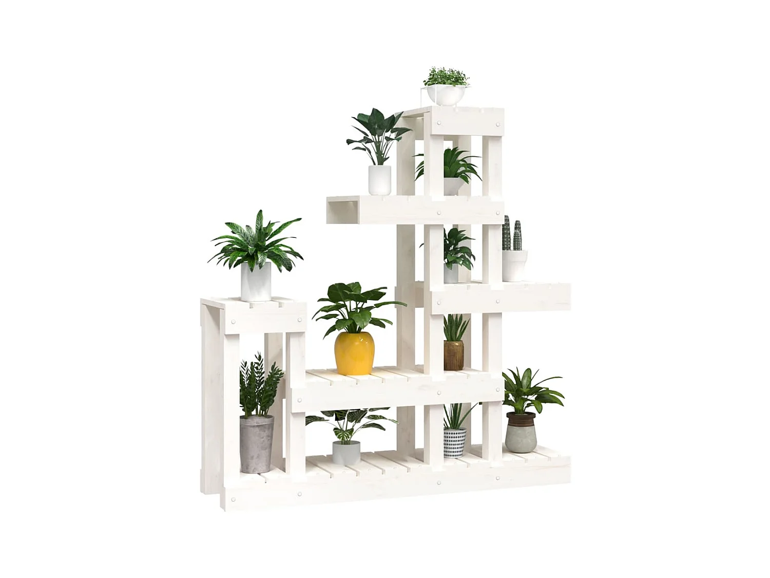 Support à plantes Blanc 92x25x97 cm Bois massif de pin