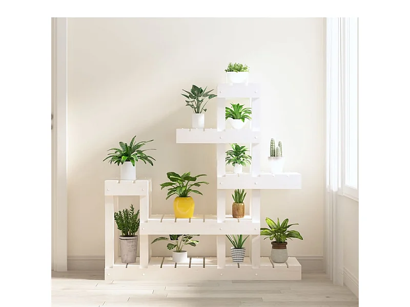 Support à plantes Blanc 92x25x97 cm Bois massif de pin