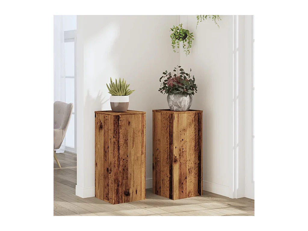 Supports pour plantes 2 pcs vieux bois bois d'ingénierie