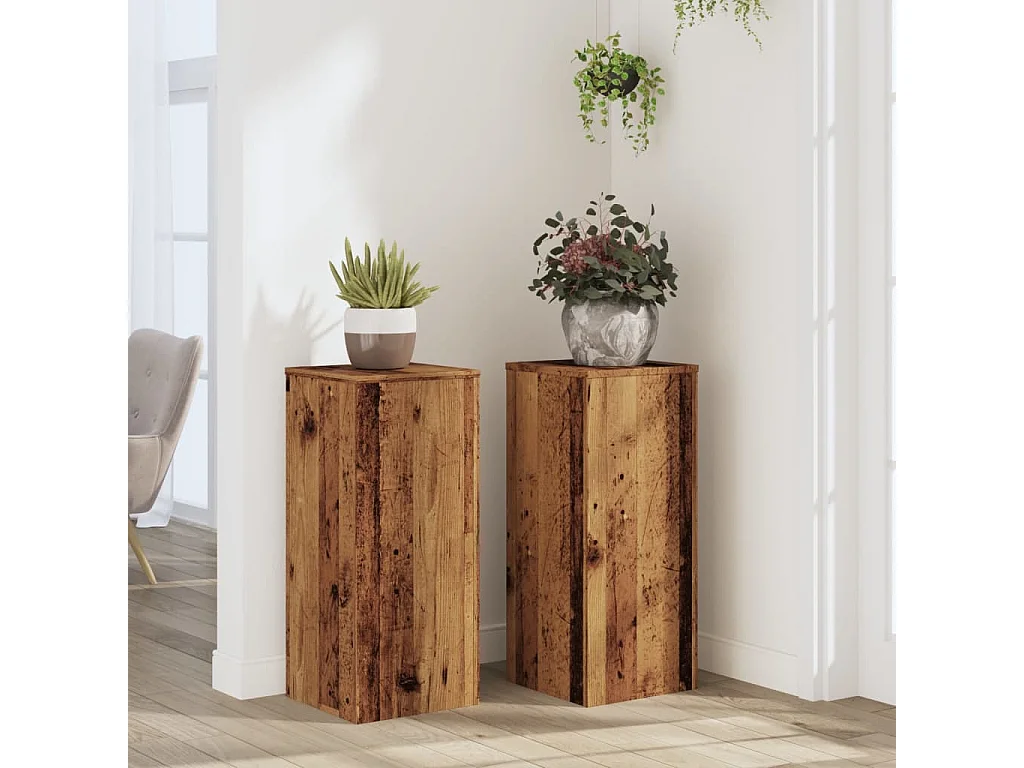 Supports pour plantes 2 pcs vieux bois bois d'ingénierie