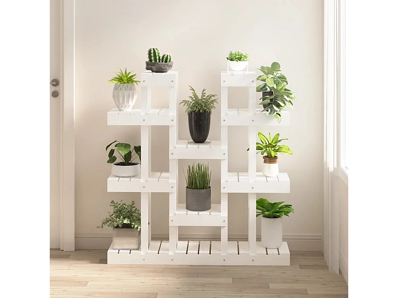 Soporte para plantas Blanco 104,5x25x109,5 cm Madera maciza de pino