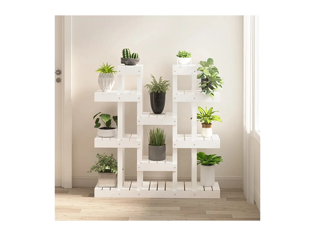 Soporte para plantas Blanco 104,5x25x109,5 cm Madera maciza de pino