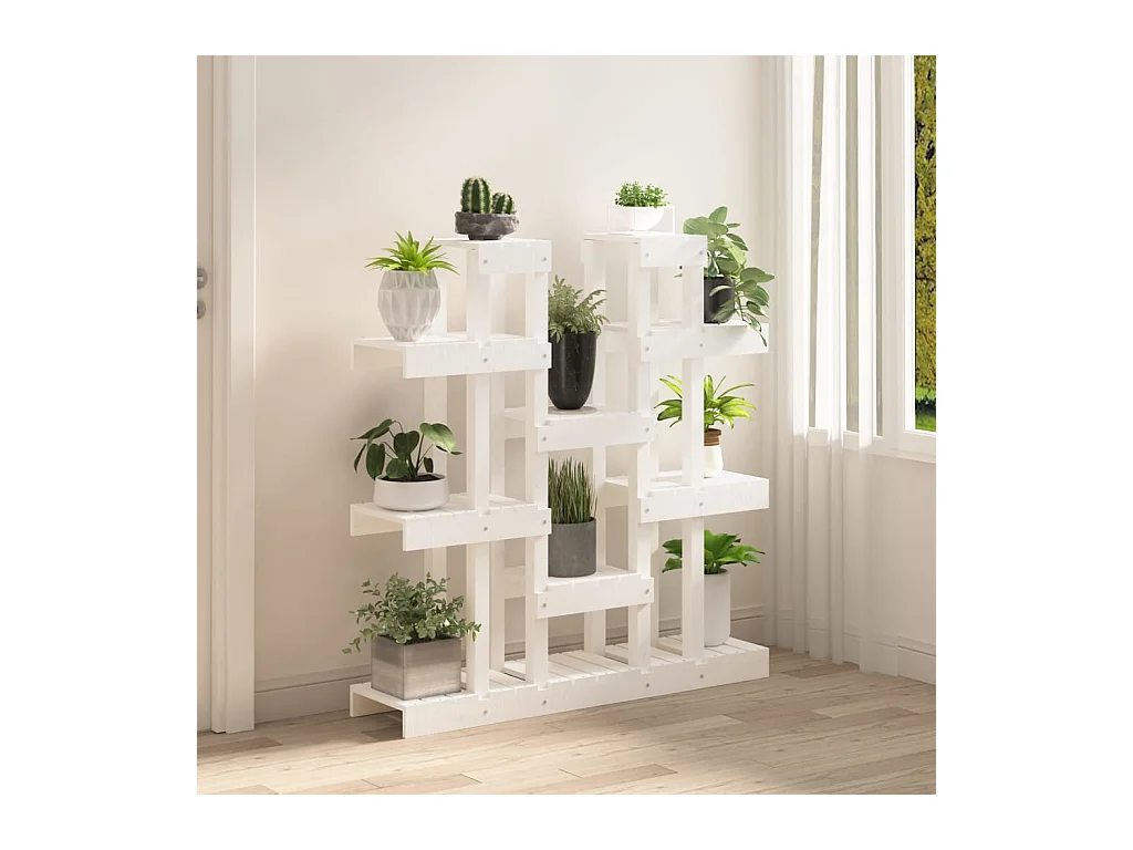 Soporte para plantas Blanco 104,5x25x109,5 cm Madera maciza de pino