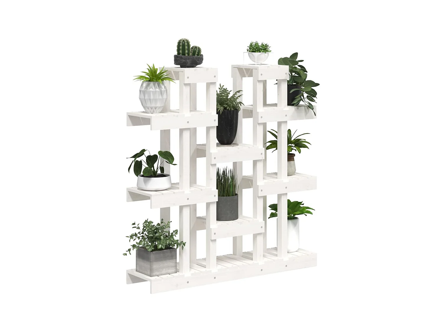 Soporte para plantas Blanco 104,5x25x109,5 cm Madera maciza de pino