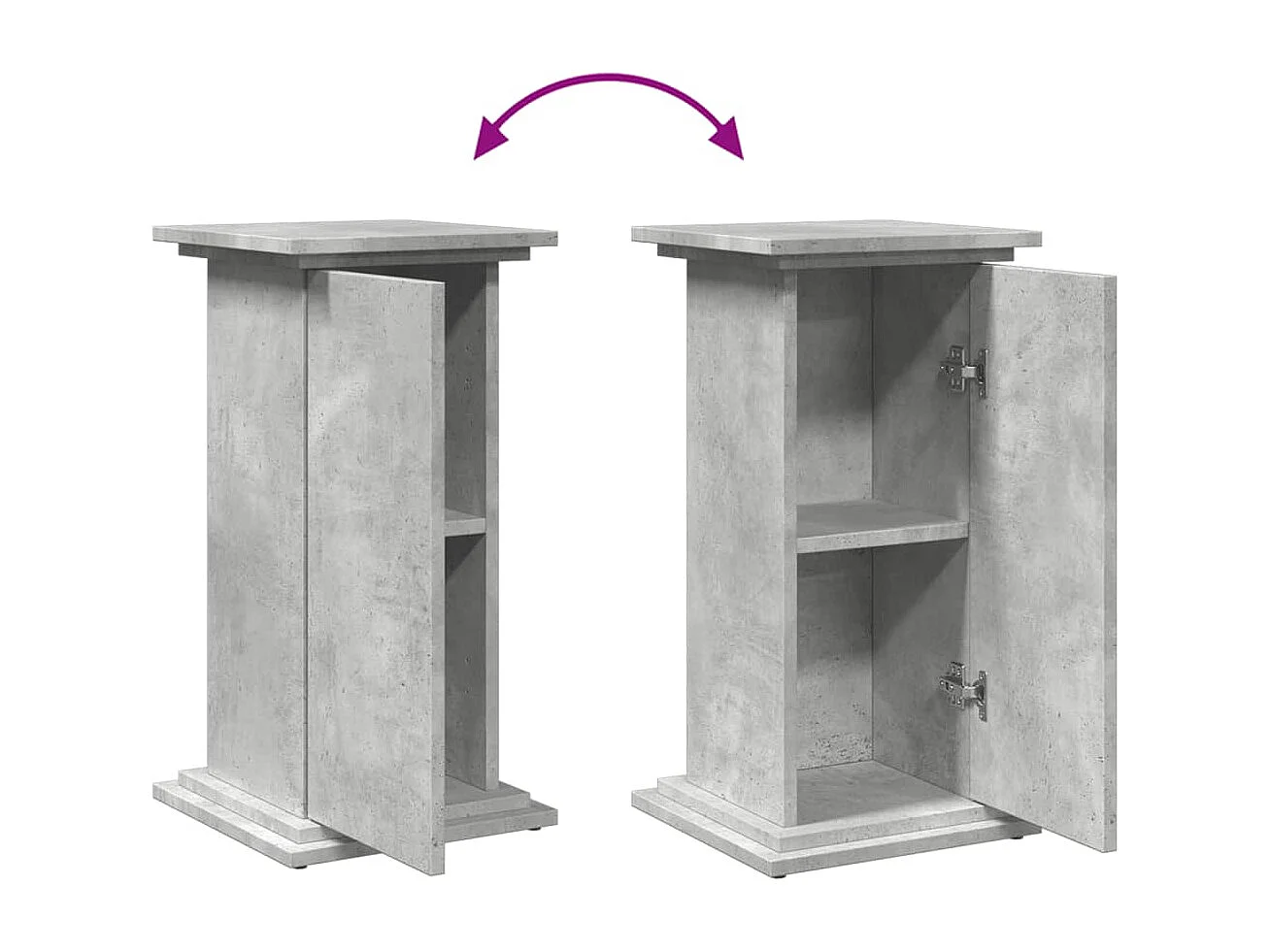 Piédestal avec rangement gris béton 31x30x60 cm bois ingénierie