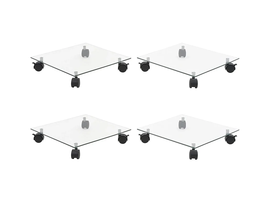 Supports roulants à plantes 4 pcs 35x35 cm Carré Verre trempé