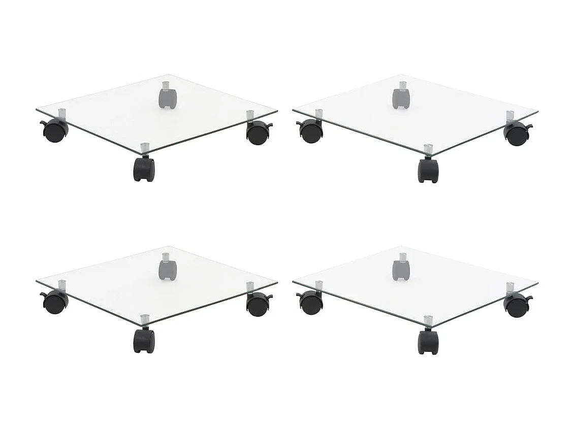 Supports roulants à plantes 4 pcs 35x35 cm Carré Verre trempé