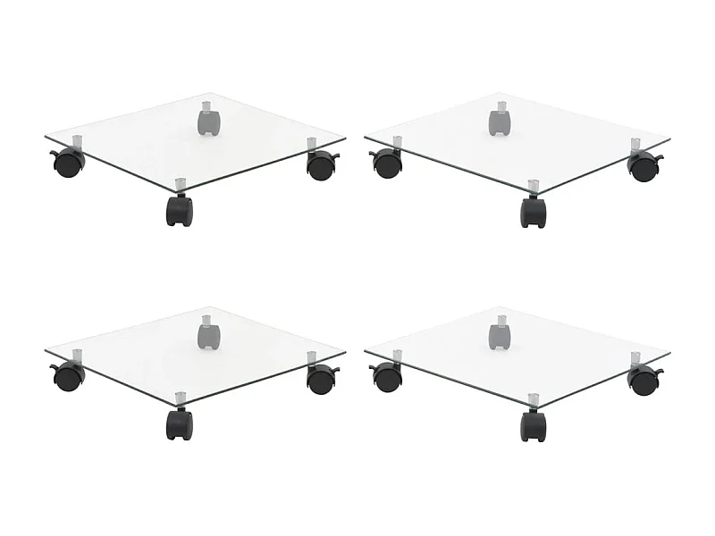 Supports roulants à plantes 4 pcs 35x35 cm Carré Verre trempé