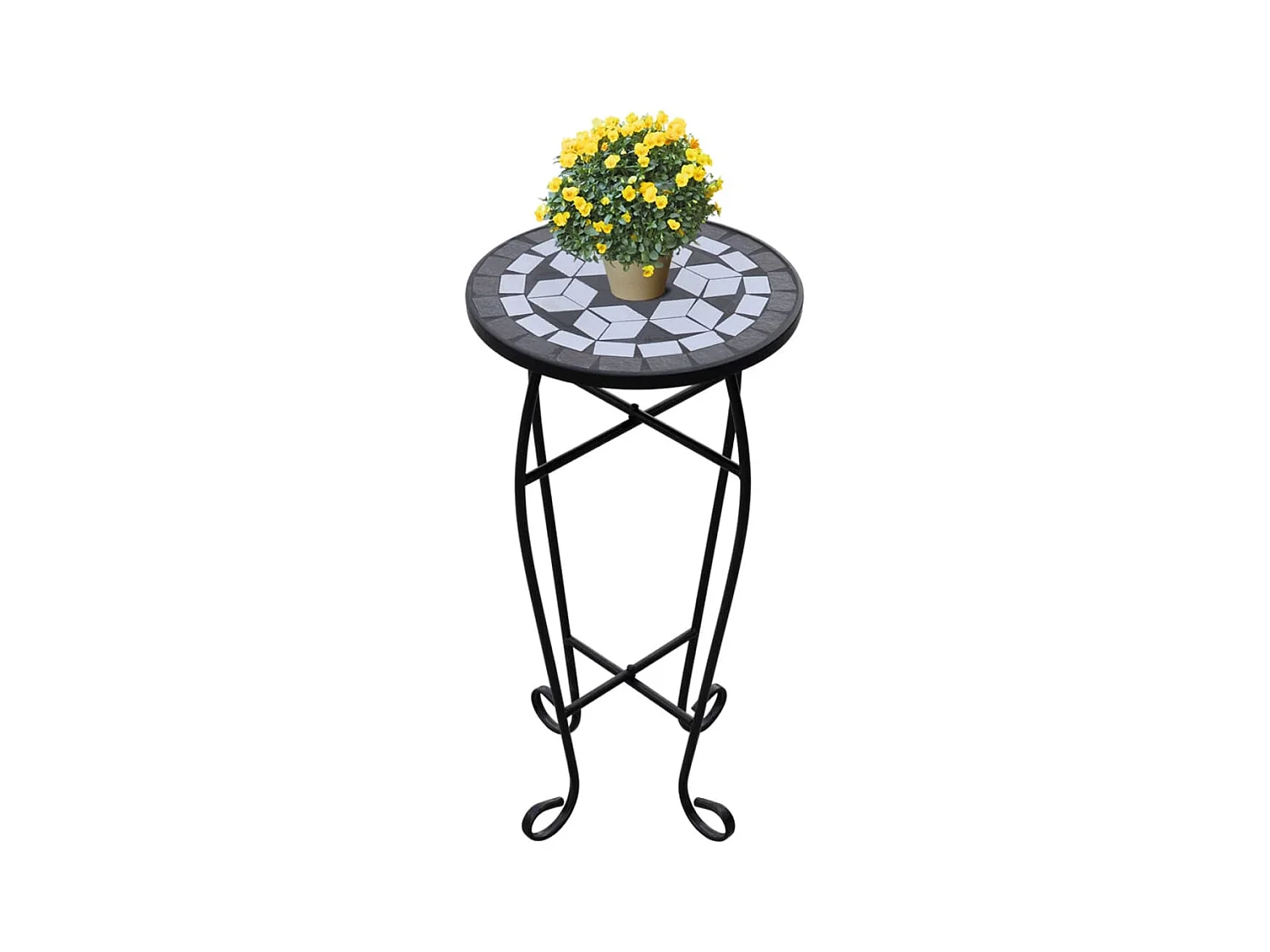 Zwart-witte mozaïek bijzettafel