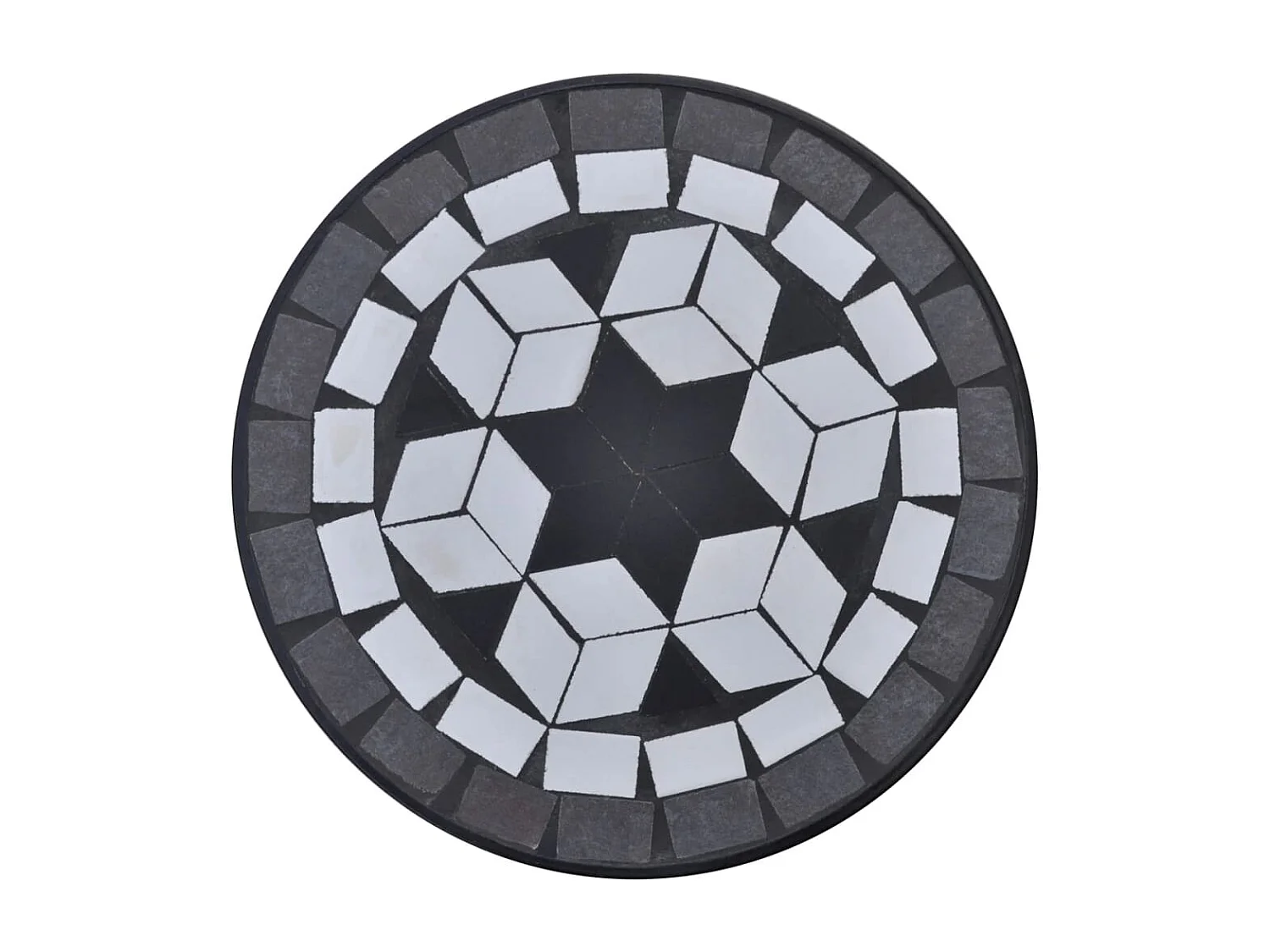 Zwart-witte mozaïek bijzettafel