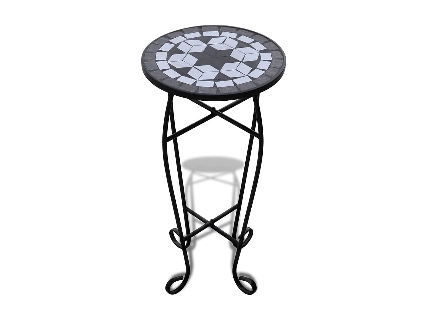 Mesa auxiliar de mosaico en blanco y negro