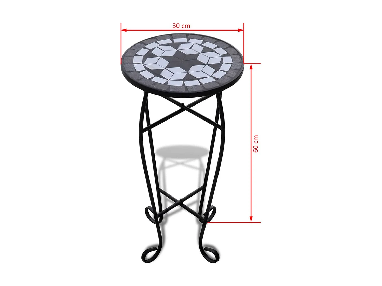 Mesa auxiliar de mosaico en blanco y negro