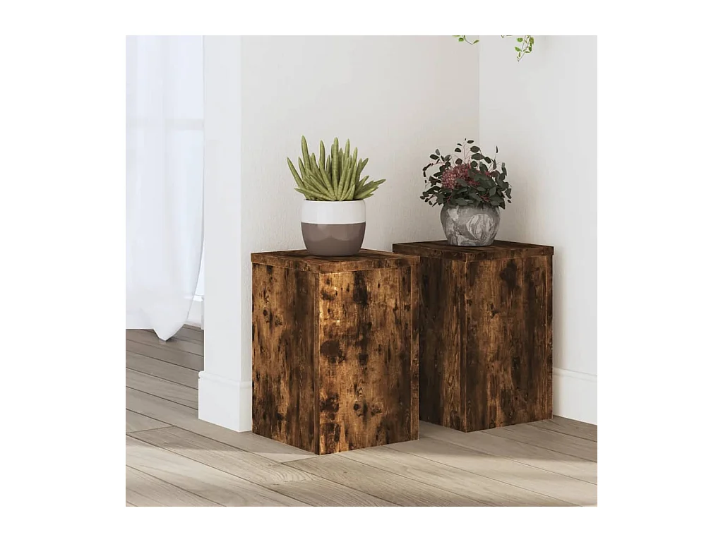 Supports pour plantes 2 pcs chêne fumé bois d'ingénierie