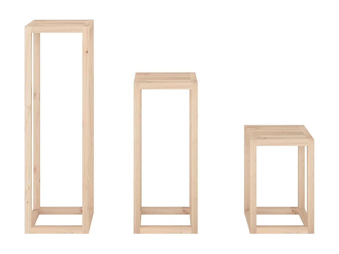 Ensemble de supports pour plantes 3 pcs Bois de pin massif