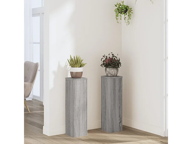 Soportes para plantas de 2 piezas, madera de ingeniería gris Sonoma