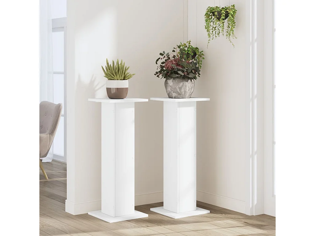 Supports pour plantes 2 pcs blanc 30x30x80 cm bois d'ingénierie