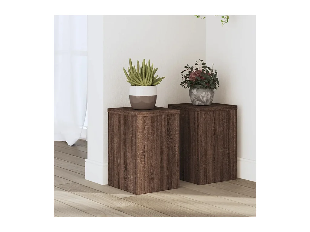 Supports pour plantes 2 pcs chêne marron bois d'ingénierie