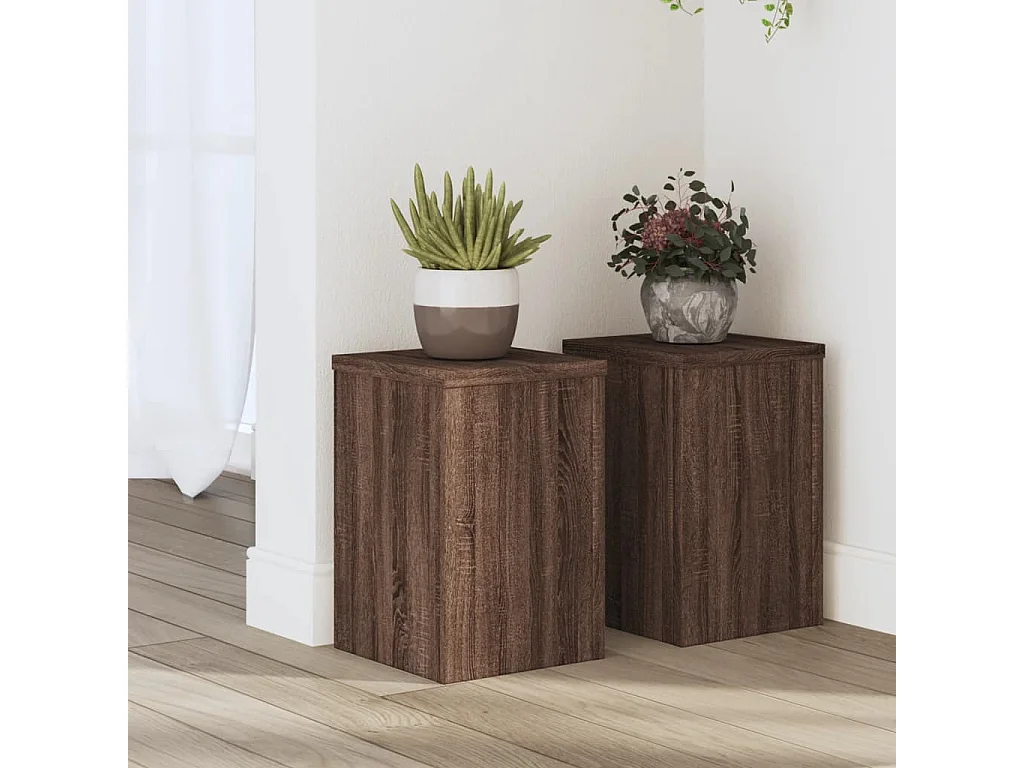 Supports pour plantes 2 pcs chêne marron bois d'ingénierie