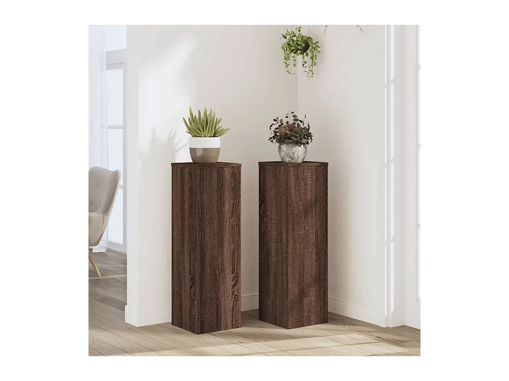 Supporti per piante 2 pezzi in legno ingegnerizzato color rovere