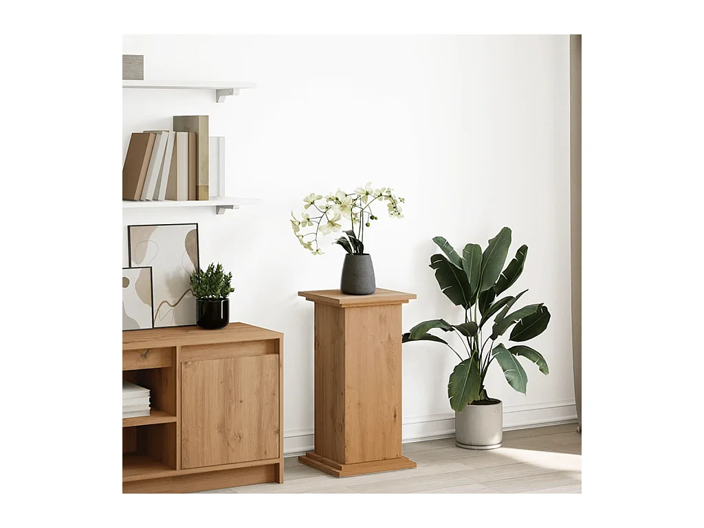 Piédestal avec rangement chêne artisanal bois d'ingénierie