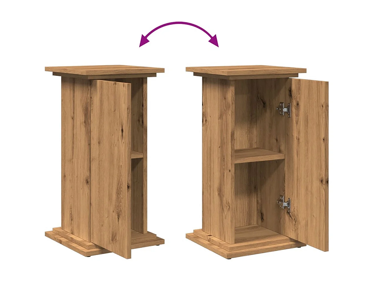 Piédestal avec rangement chêne artisanal bois d'ingénierie