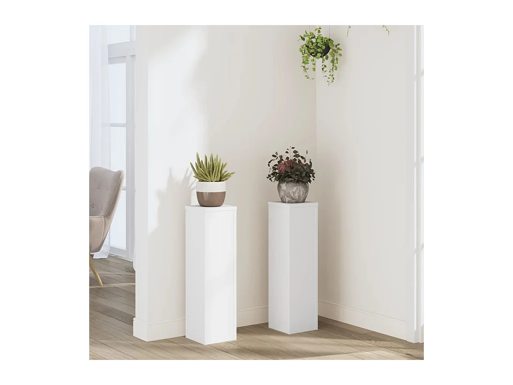Supports pour plantes 2 pcs blanc 17x17x60 cm bois d'ingénierie