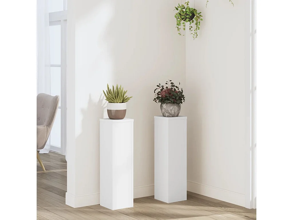 Supports pour plantes 2 pcs blanc 17x17x60 cm bois d'ingénierie