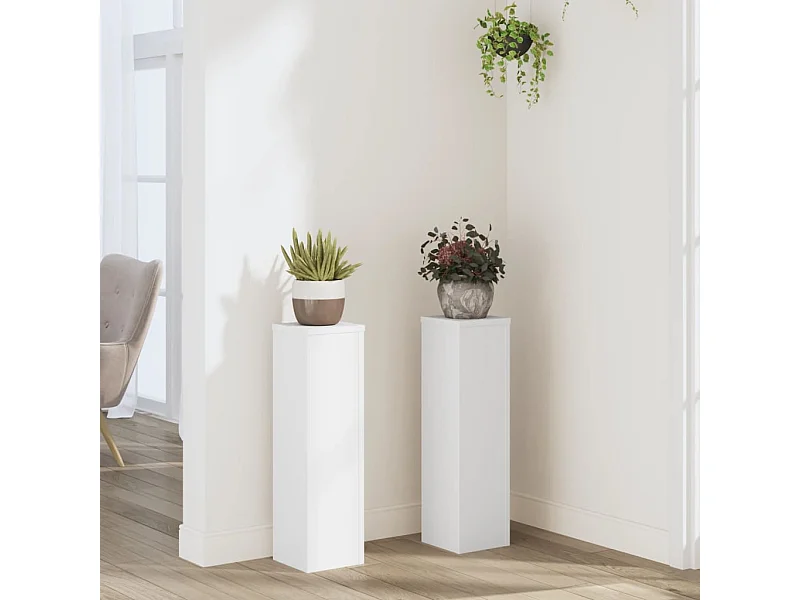 Supports pour plantes 2 pcs blanc 17x17x60 cm bois d'ingénierie