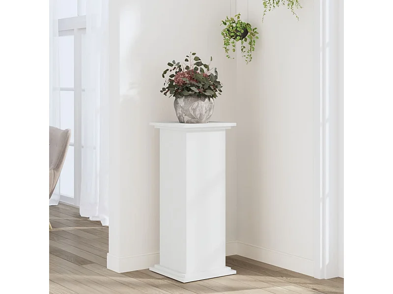 Soporte para plantas blanco de 33 x 33 x 80 cm de madera de ingeniería