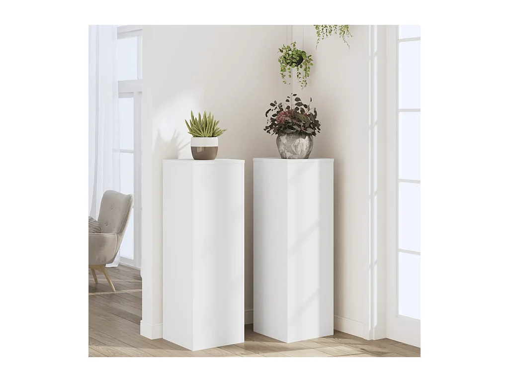 Supports pour plantes 2 pcs blanc 33x33x100cm bois d'ingénierie