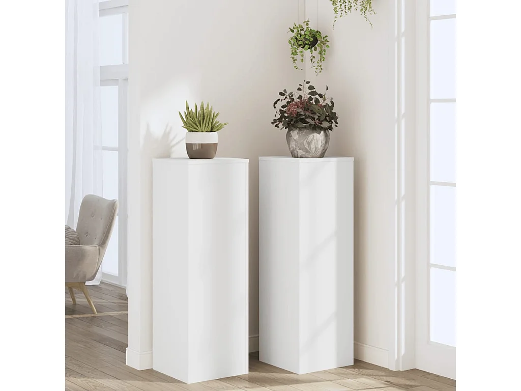 Supports pour plantes 2 pcs blanc 33x33x100cm bois d'ingénierie