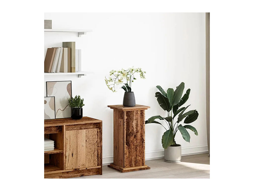 Piédestal avec rangement vieux bois bois d'ingénierie