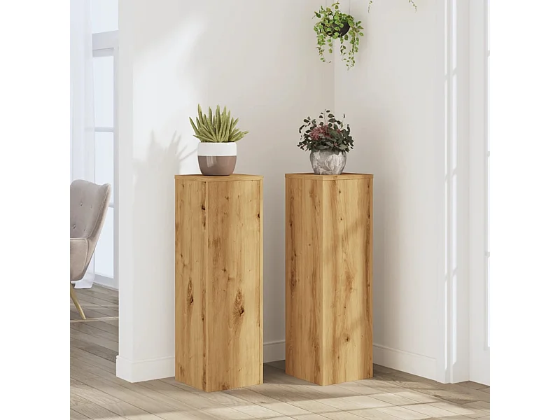 Supports pour plantes 2 pcs chêne artisanal bois d'ingénierie