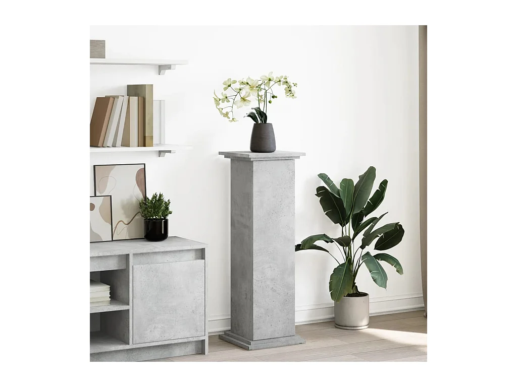 Piédestal avec rangement gris béton 31x30x90 cm bois ingénierie