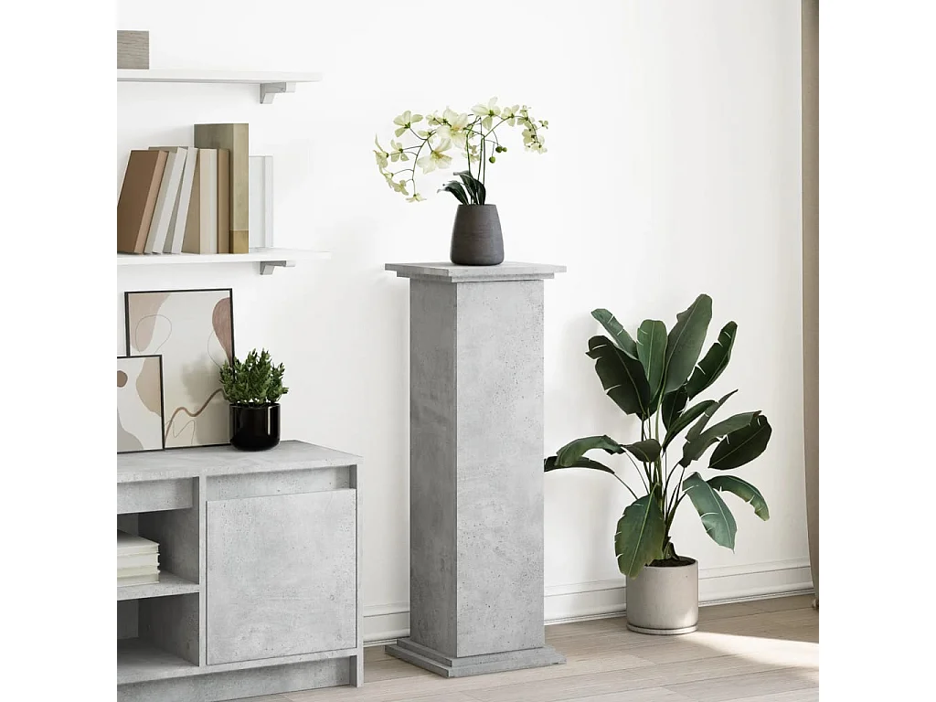 Piédestal avec rangement gris béton 31x30x90 cm bois ingénierie