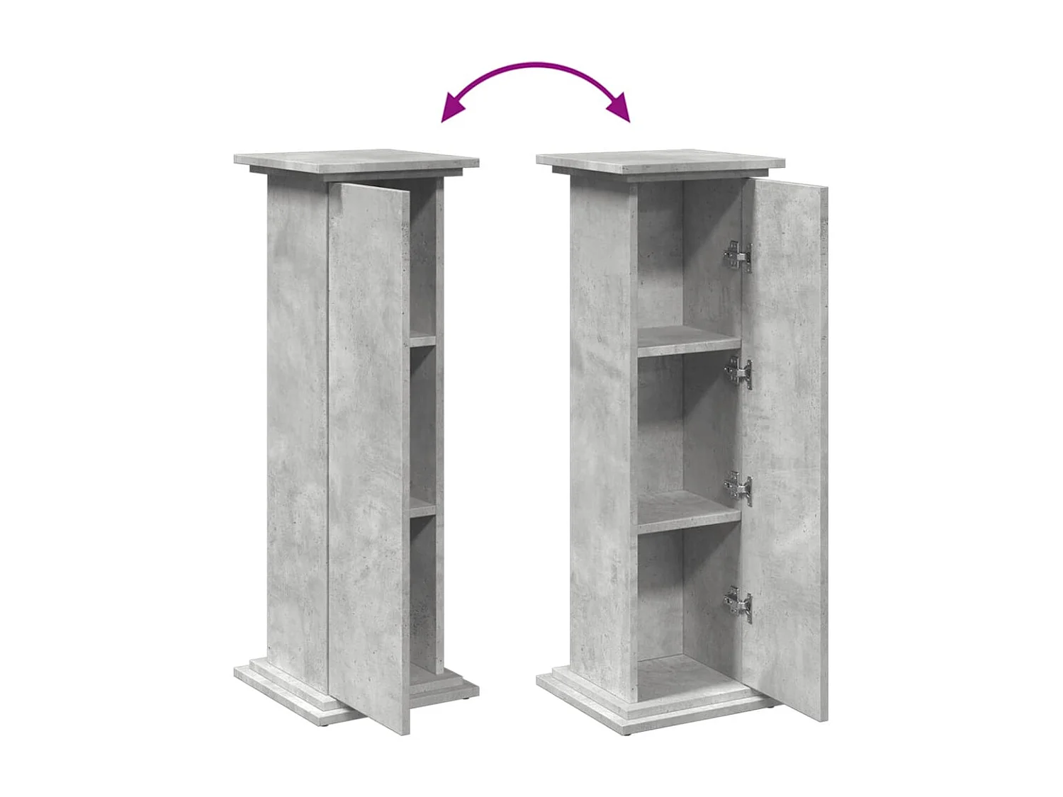 Piédestal avec rangement gris béton 31x30x90 cm bois ingénierie