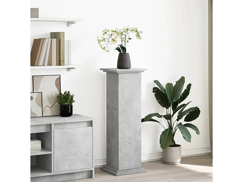 Piédestal avec rangement gris béton 31x30x90 cm bois ingénierie