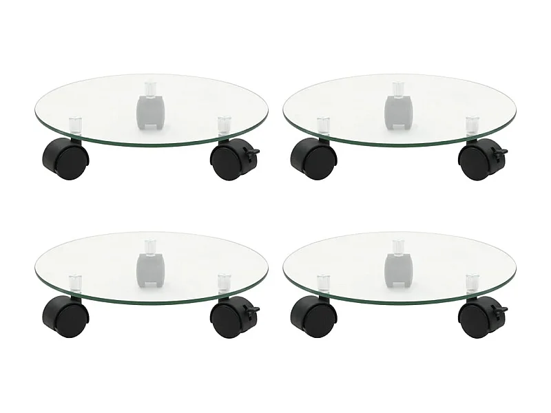Supports roulants à plantes 4 pcs 28 cm Verre trempé Rond