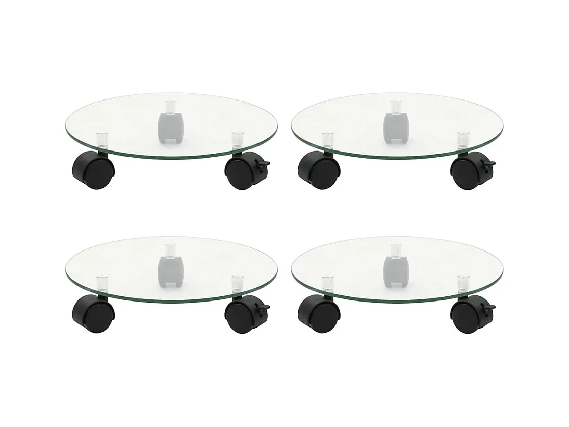 Supports roulants à plantes 4 pcs 28 cm Verre trempé Rond