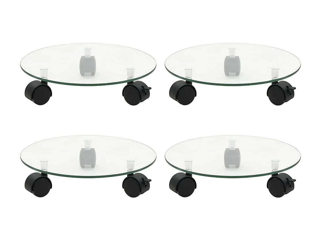 Supports roulants à plantes 4 pcs 28 cm Verre trempé Rond