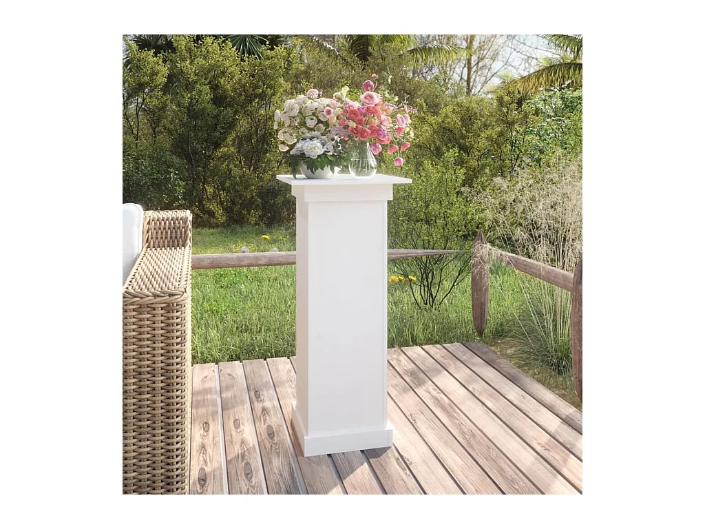 Support à fleurs Blanc 40x40x90 cm Bois de pin solide
