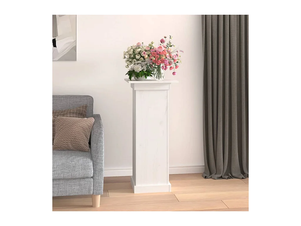 Support à fleurs Blanc 40x40x90 cm Bois de pin solide