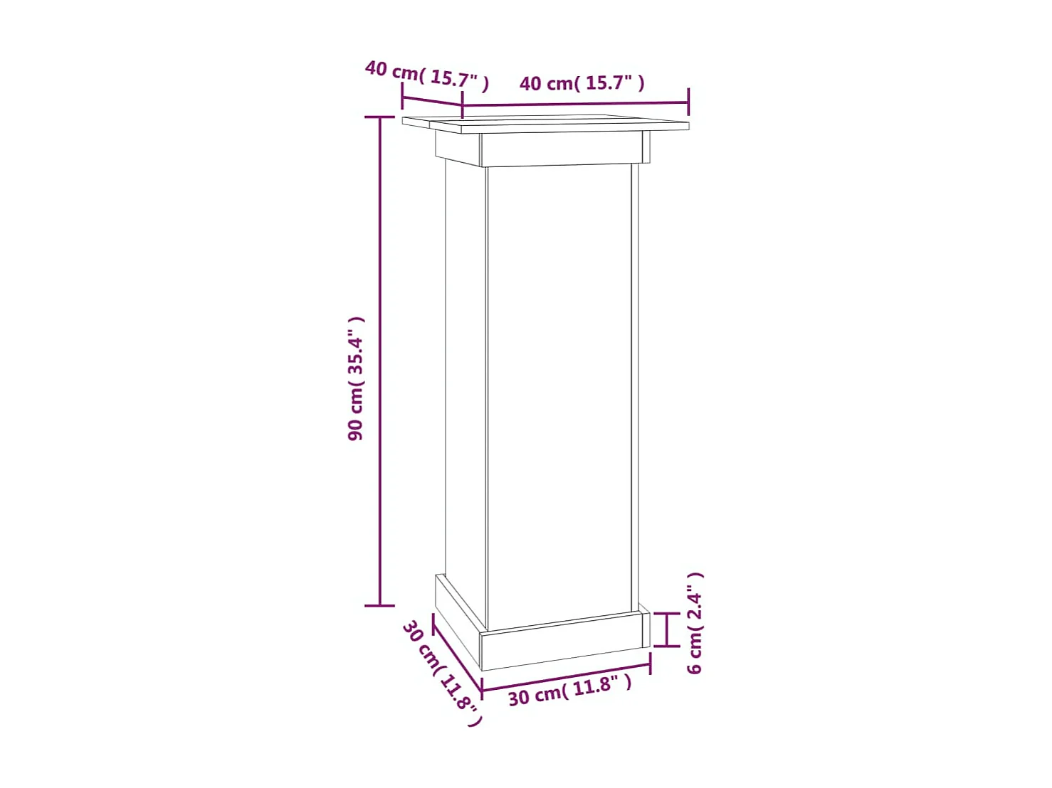 Support à fleurs Blanc 40x40x90 cm Bois de pin solide
