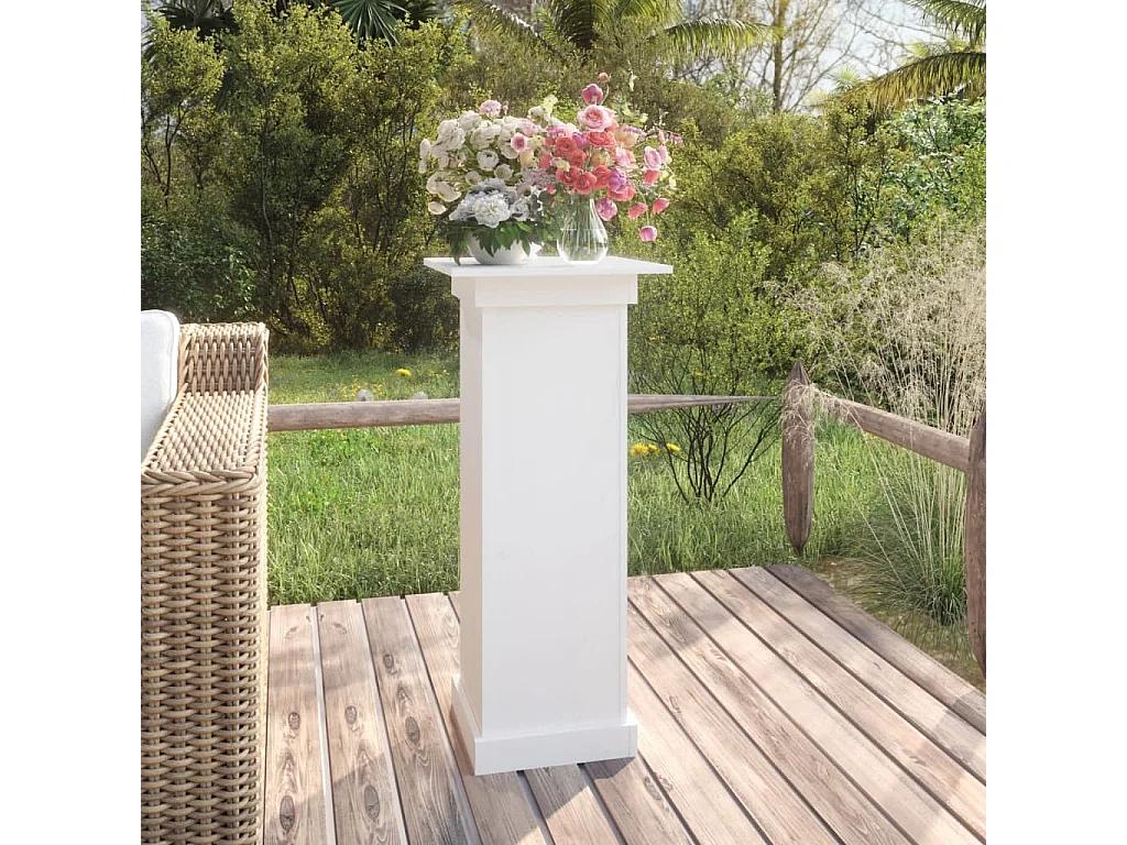 Support à fleurs Blanc 40x40x90 cm Bois de pin solide