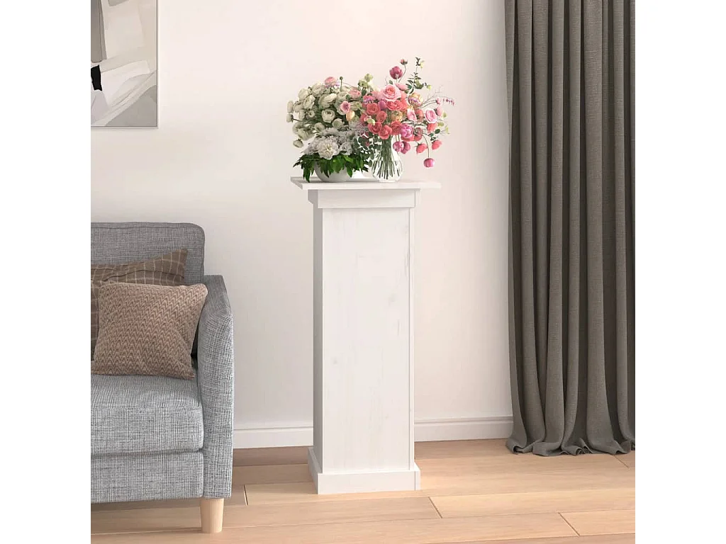 Support à fleurs Blanc 40x40x90 cm Bois de pin solide
